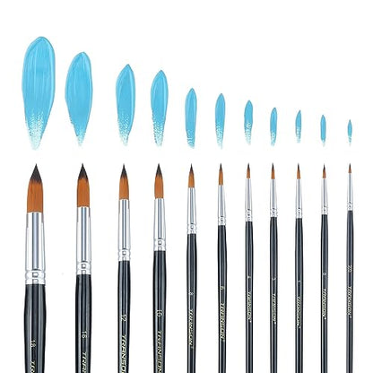 11pcs Round Paint Brush Basic Set for Watercolor (11 Count)