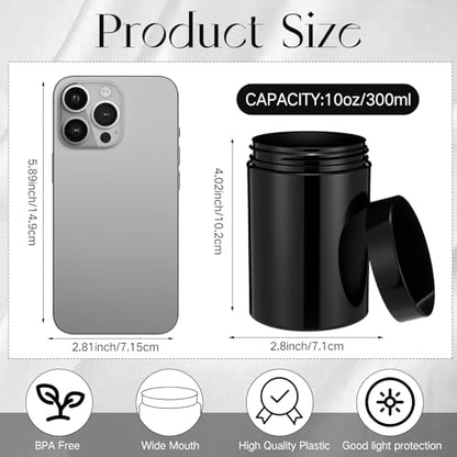 12 Pack 10 oz Plastic Container Jars with Lids Round Clear Travel Cosmetic Container Slime Jar for Toiletries (12 Count)