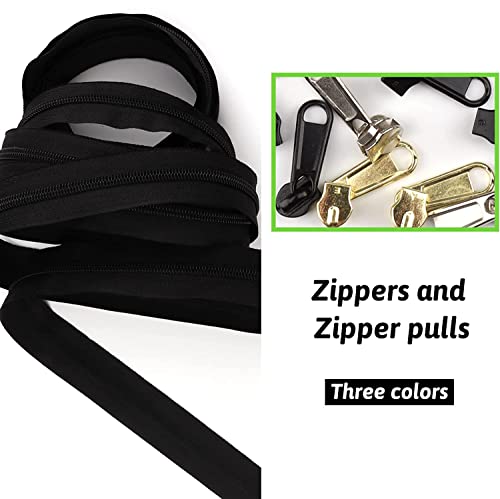 16.5 Yards 3 Piece Assorted Nylon Coil Zippers with 30 Sliders for DIY Tailoring and Crafts (3 Count)