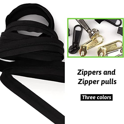 16.5 Yards 3 Piece Assorted Nylon Coil Zippers with 30 Sliders for DIY Tailoring and Crafts (3 Count)