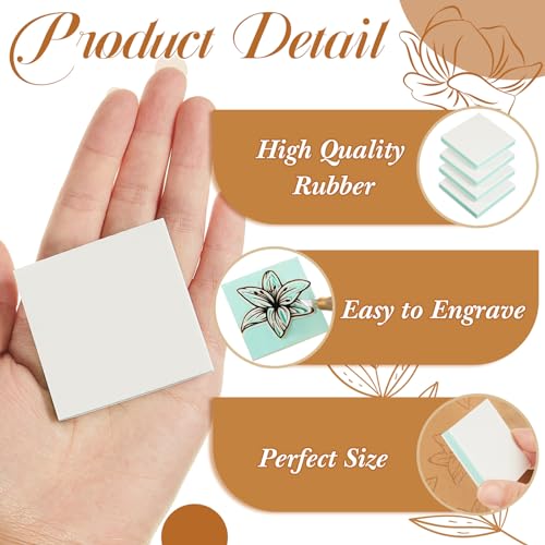 12 Pcs 2" x 2" Rubber Carving Blocks Linoleum Blocks for Printmaking (12 Count)