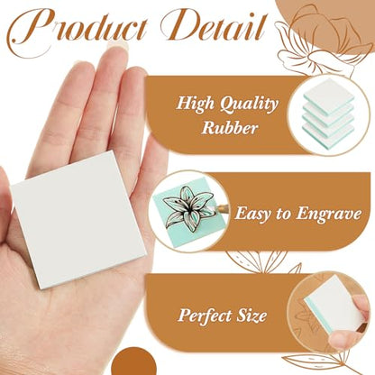 12 Pcs 2" x 2" Rubber Carving Blocks Linoleum Blocks for Printmaking (12 Count)