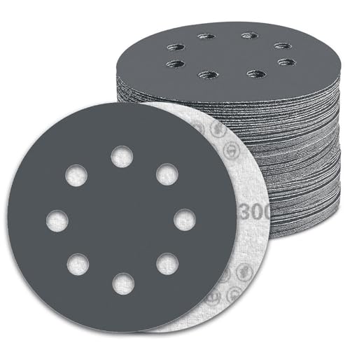 100 Pcs 5 inch Wet Dry Sanding Discs Grit 3000 Hook and Loop 8 Hole Silicon Carbide Orbital Sander Sandpaper (100 Count)