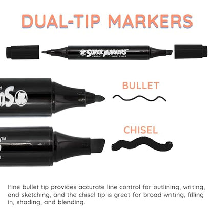 Super Markers Black Dual Tip Fabric Markers (6 Count)