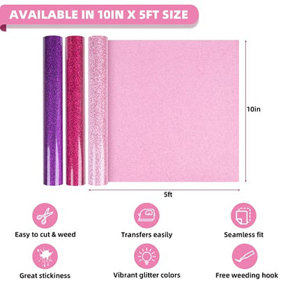Glitter HTV Heat Transfer Vinyl Bundle