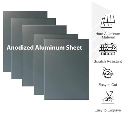 10Pcs Gray Anodized Aluminum Sheet 5" x 7" x 1 (10 Count)
