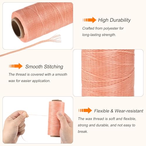 Waxed Thread 197 Yard 1mm 210D Flat Wax Thread Polyester Waxed String for Leather Sewing Hand Weaving Book Binding Home Decoration