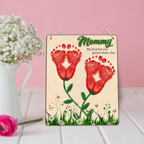 DIY Custom Baby Footprint Flowers Art Craft Gifts for Mom