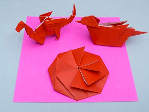 Taro's Origami Studio] Standard 6 Inch One Sided 20 Colors 100 Sheets Square Easy Fold Premium Japanese Paper for Beginner