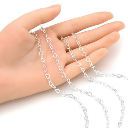 5 Feet Real Sterling Silver Heart Chain Link Findings 5.5x4.3mm (5 Foot)