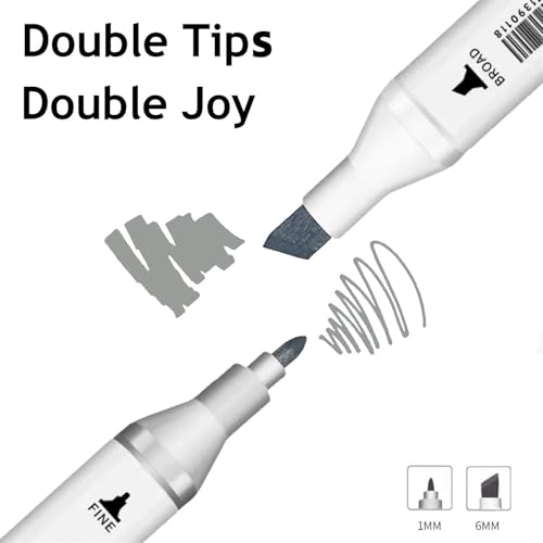 6pcs Cool Grey Alcohol Markers Set Dual Tip Fine&Chisel Art Markers (6 Count)