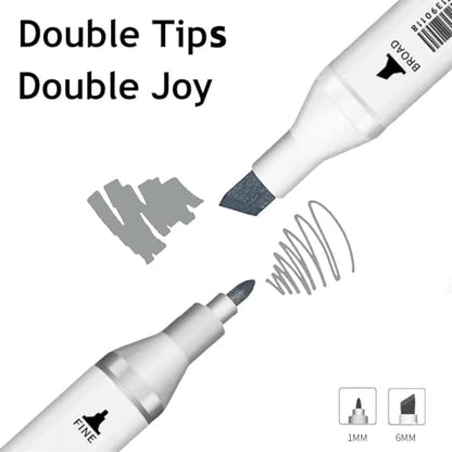 6pcs Cool Grey Alcohol Markers Set Dual Tip Fine&Chisel Art Markers (6 Count)