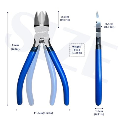 Wire Cutters 2 Pack KAIHAOWIN 6 Inch Wire Cutters Set Spring Loaded Wire Snips Diagonal Cutting Pliers Dikes Precision Wire Clippers Small Flush Cutter for Cutting Wires (2 Count)