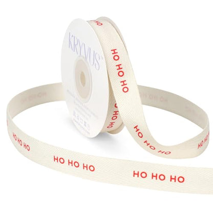 HO HO HO Christmas Cotton Ribbon 5 (36 Foot)