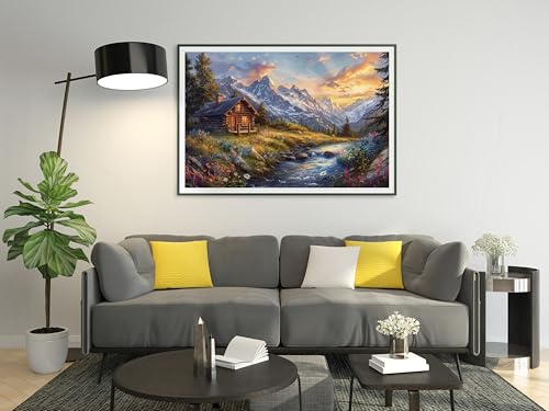 14ct Counted Cross Stitch Kits for Adults Mountains House River Printed Stamped Cross Stitch Patterns Kits Cross Stitch Supplies
