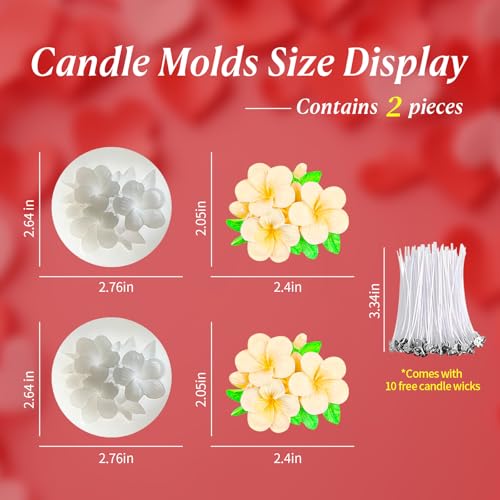 2Pcs Frangipani Flower Candle Wax molds Silicone Shapes for Wax Candles Making Valentine Flower Silicone Large Candle Wax Making molds for Candles moldes de silicona Flores para velas (2 Count)