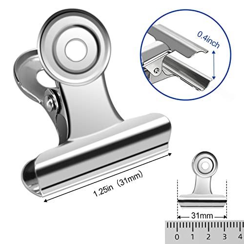 30 Pack Small Bull Clips 1.22 Inch Mini Metal Hinge Clips (30 Count)