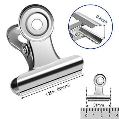30 Pack Small Bull Clips 1.22 Inch Mini Metal Hinge Clips (30 Count)