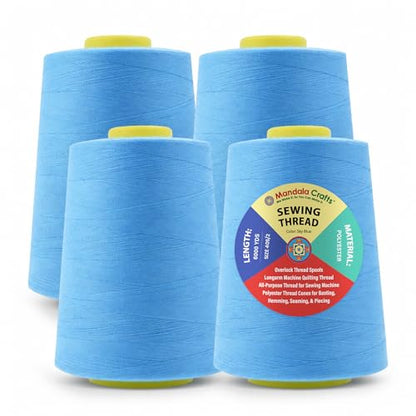 40S 2 Sky Blue Polyester 4 Pack of Serger Threads Cones