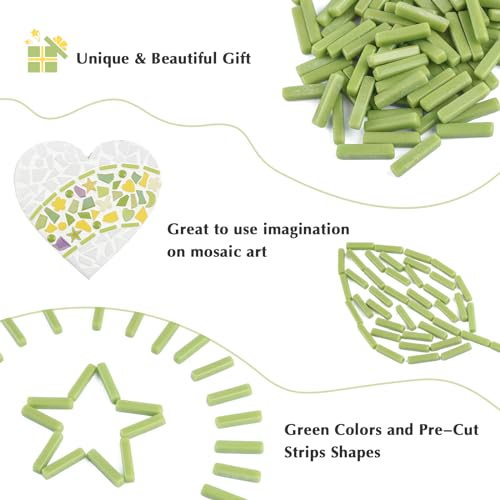 Green Mosaic Tiles for Crafts Bulk (5.29 Ounce)