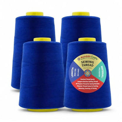40S 2 Royal Blue Polyester 4 Pack of Serger Threads Cones (72000 Foot)