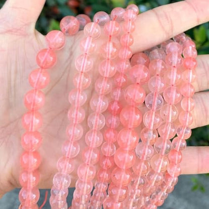 45pcs Synthetic Red Cherry Quartz Healing Gemstone 8mm (46 Count)