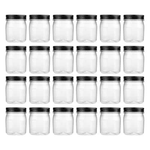 8 oz Plastic Mason Jars and Clear Plastic Jars with Lids 8 oz (24 Count)