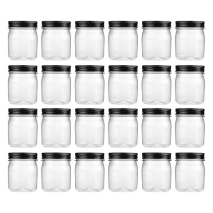 8 oz Plastic Mason Jars and Clear Plastic Jars with Lids 8 oz (24 Count)