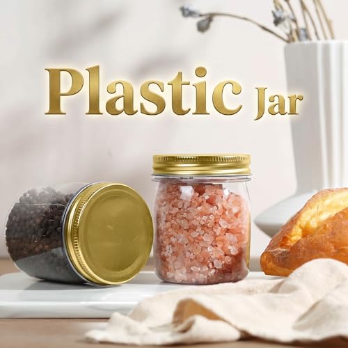 8 oz Plastic Mason Jars and Clear Plastic Jars with Lids 8 oz (16 Count)