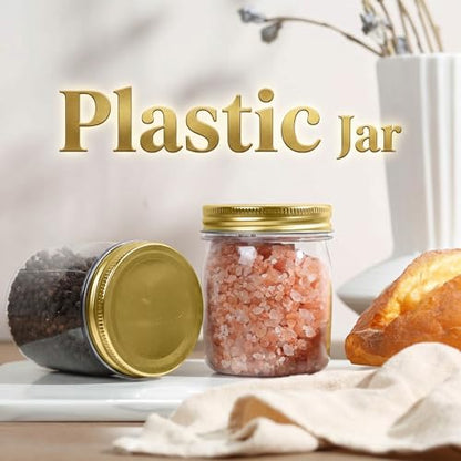 8 oz Plastic Mason Jars and Clear Plastic Jars with Lids 8 oz (48 Count)