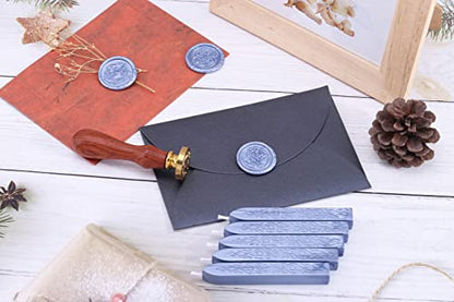 5Pcs Metallic Blue Sealing Wax Sticks with Wicks for Wax Seal Stamp (5 Count)