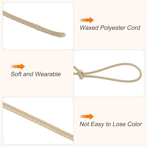Waxed Cord 2.5mm Waxed Polyester Cord 87 Yard Wax String for Bracelet Making