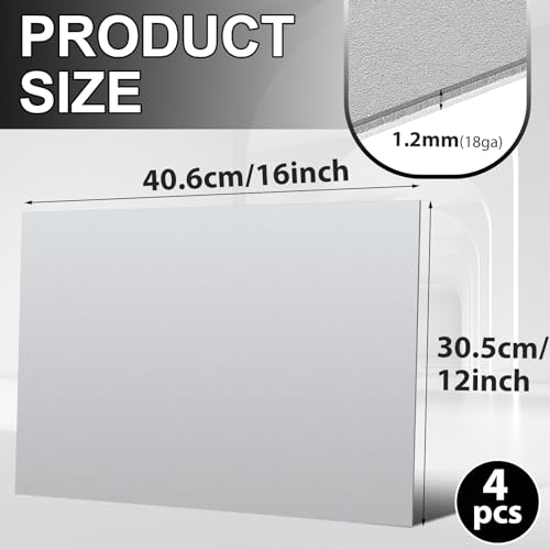 4 Pcs Mild Steel Sheet Cold Rolled 18 Gauge Metal Plate Weldable Metal Sheets for Professional Industrial DIY Use