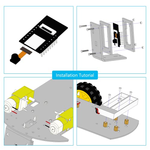 2WD Smart Robot Car Kit ESP32 Camera Starter Kit with Tutorial Compatible with Arduino IDE