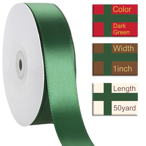 1 Inch Dark Green Ribbon 50Yards