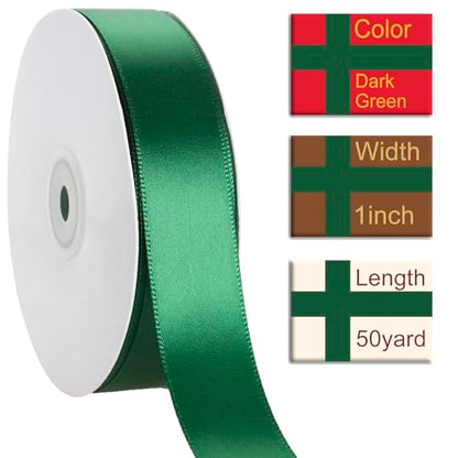 1 Inch Dark Green Ribbon 50Yards