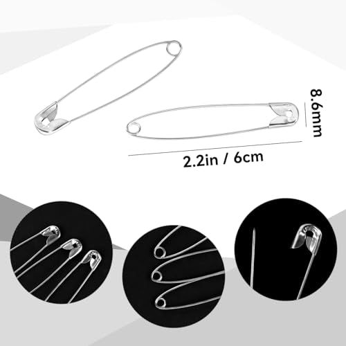 100 Pack Silver Safety Pins Assorted