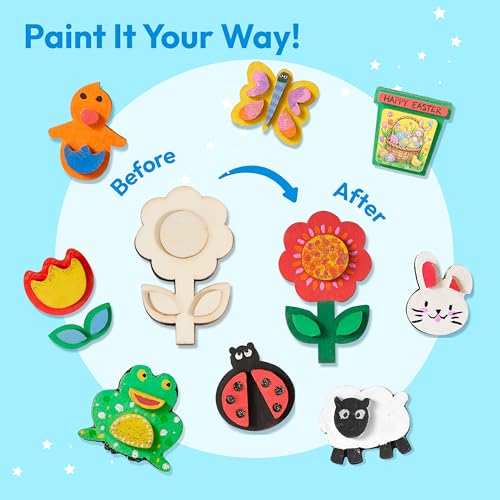 12 Wooden Magnet Creativity Arts & Crafts Painting Kit for Kids (12 Count)