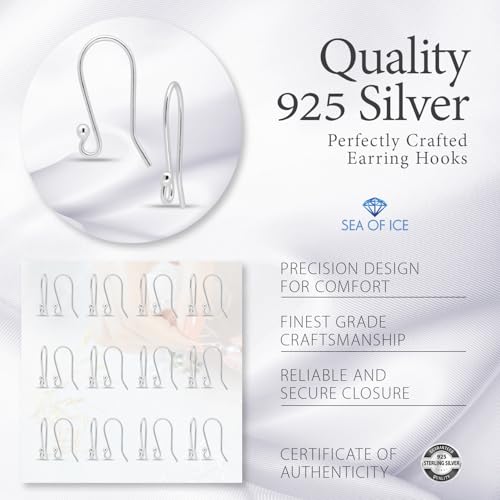 925 Sterling Silver Ear Wires Ball End French Earring Hooks for Drop Dangle Earrings Jewellery Making (24 Count)