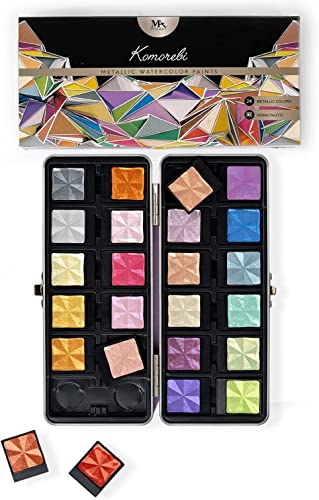 MozArt Komorebi Professional Metallic Watercolor Set 24 Colors Metal