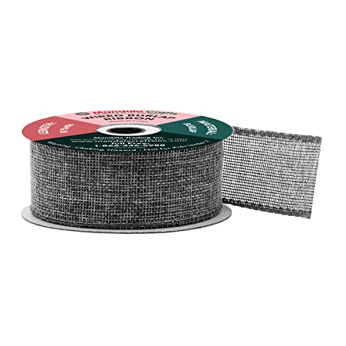 1 1 2 Inch Wide Gray Wired Burlap Ribbon for Crafts