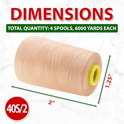 40S 2 Nude Polyester 4 Pack of Serger Threads Cones