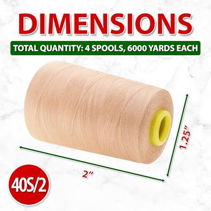 40S 2 Nude Polyester 4 Pack of Serger Threads Cones