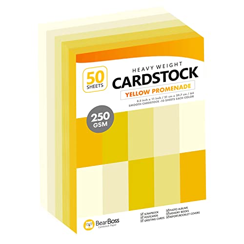 Yellow Colored Cardstock Thick Paper 50 Sheets