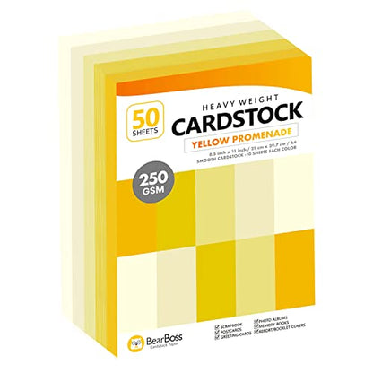 Yellow Colored Cardstock Thick Paper 50 Sheets