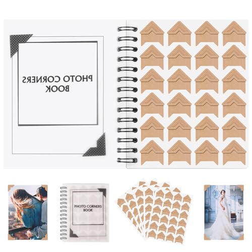 15 Sheets 360 PCS Cowhide Photo Corners Notebook (360 Count)