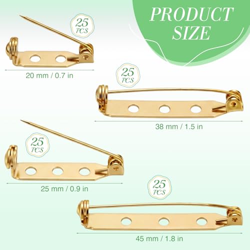 100 Pcs Brooch Pin Backs Bar Pins Backs for Crafts Safety Clasp with Plastic Box (100 Count)