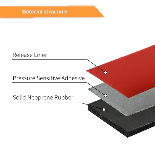 Solid Neoprene Rubber Strips with Adhesive Backing 1 (10 Foot)