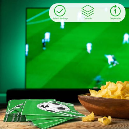 48 Pieces Soccer Paper Napkins Disposable Football Party Napkins Sports Ball Napkins Soccer Cocktail Dinner Napkin Set 13" x 13" Unfolded Football Tableware Napkins for Sports Party Supplies (48 Count)