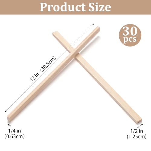 Wood Strips Slats Wooden Sticks for Crafts 1 (30 Count)
